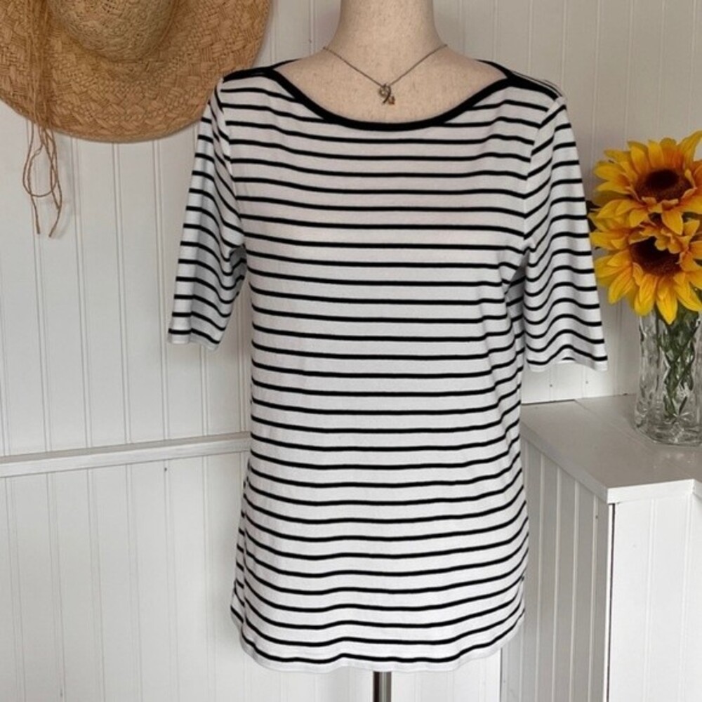 Black & White Striped Boatneck Top
